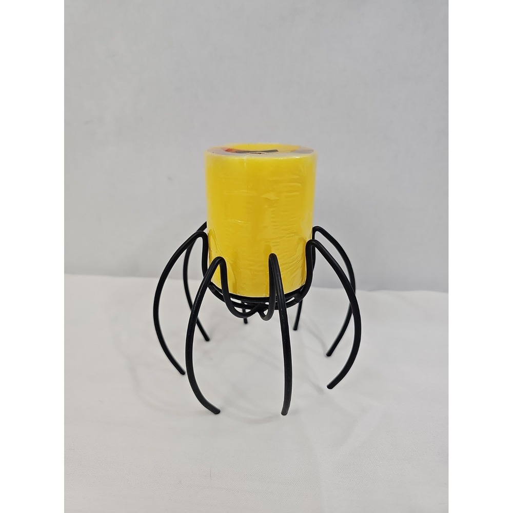 Pear Nutmeg Luminescence Candle 2 3/4"Tallx2 1/4 Round-W/Blk Iron Spider Holder